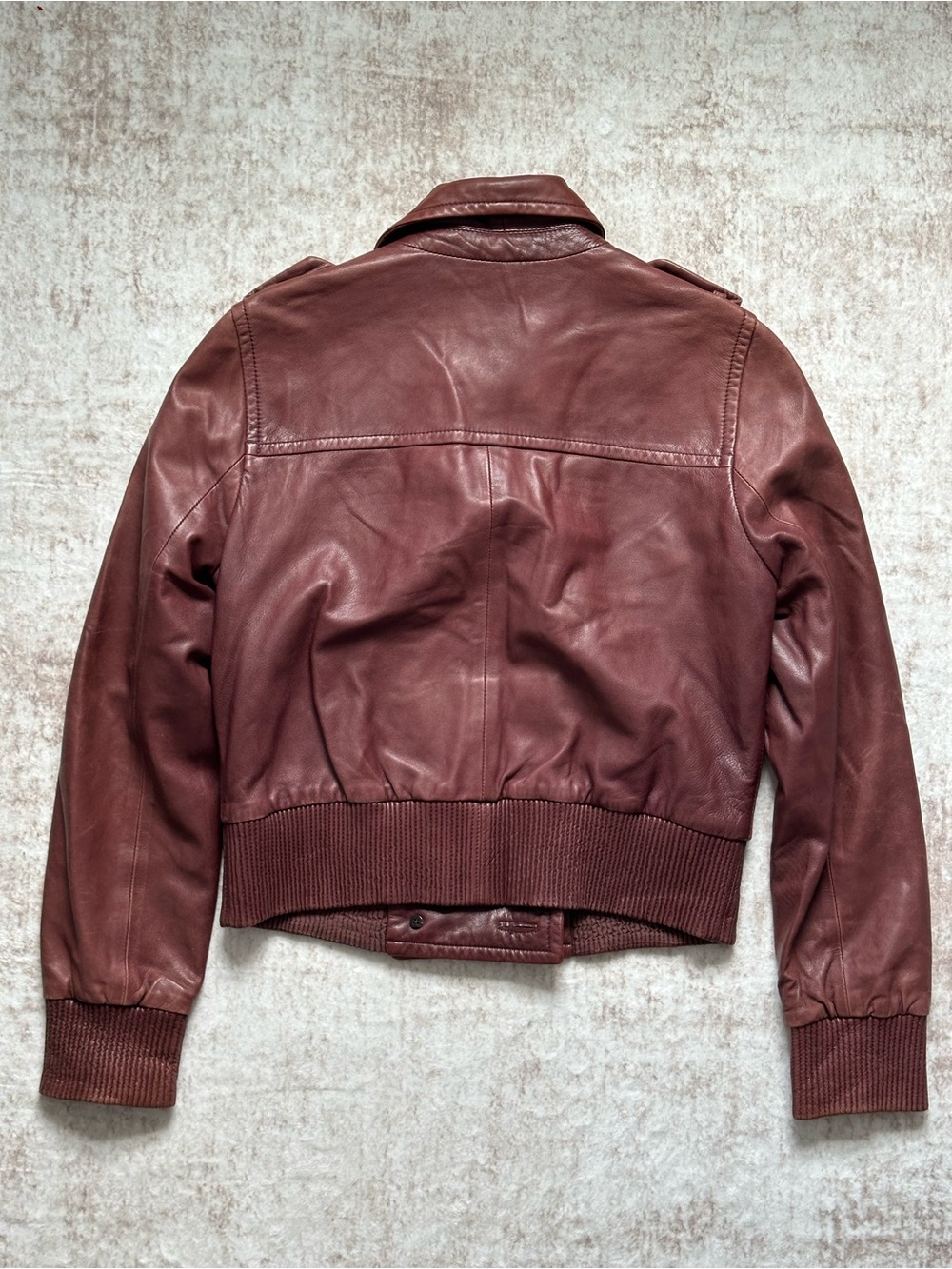 J.Crew Collection Leather Bomber in Burgundy - EUC - Picture 8 of 9
